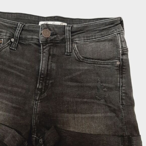 MAVI Jeans Co. High Rise Distressed Ripped Cuffed Hem Black Jean Shorts Sz 25 - Picture 3 of 14